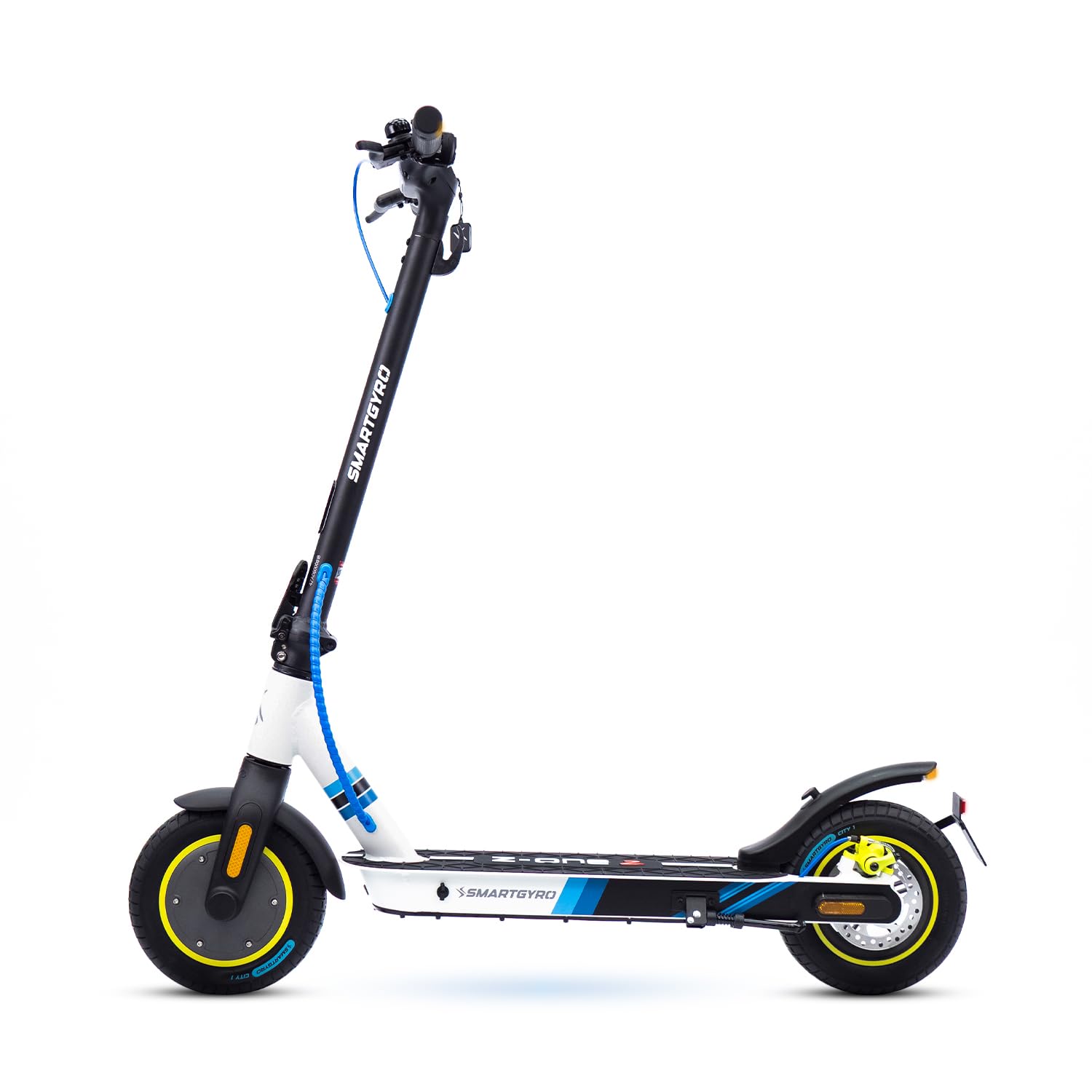 smartGyro Z-One Blue - Scooter électrique certifié 36V, Puissance maximale 400W, Batterie 8Ah, autonomie 30Km, Roues pneumatiques 10", Triple freinage, Application, certifié DGT, deuxième génération