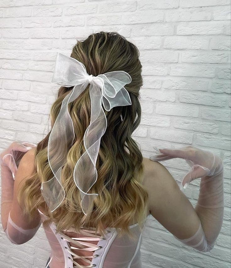 Elegant White Organza Hair Bow Clip, Large Bridal Hair Accessory-picture-51