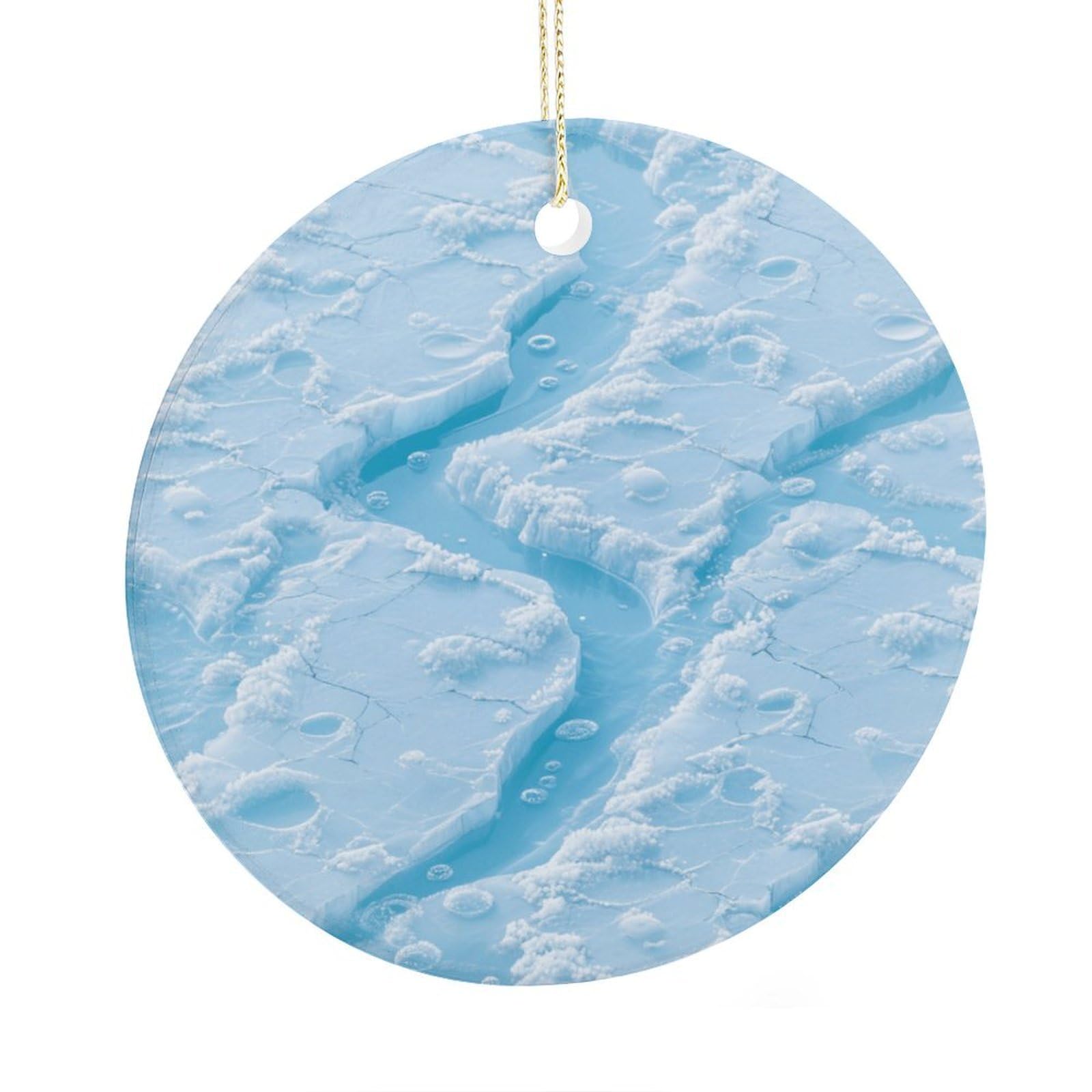 Fekiloot Style Glacial Crevasse Christmas Ornaments 2.9 Inch Round Ceramic Ornament Keepsake Thank You Gifts For Office, Room, Home - Holiday Present Ideas