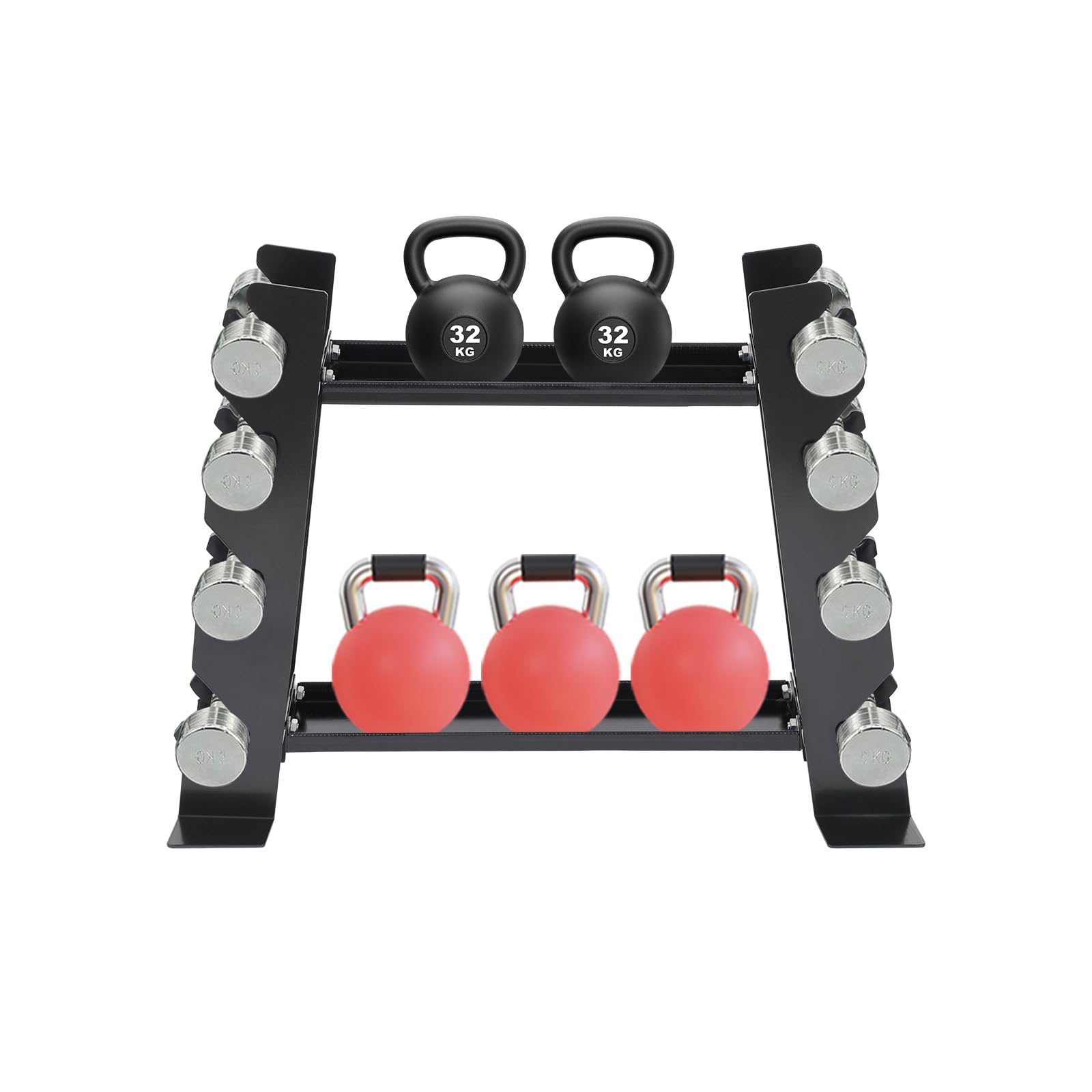 Supporto multifunzione per manubri 71 x 20,5 x 53 cm, con cuscinetti in spugna, anelli di gomma, supporto per manubri corti per casa, palestre, studi di yoga, campi sportivi, portata massima: circa