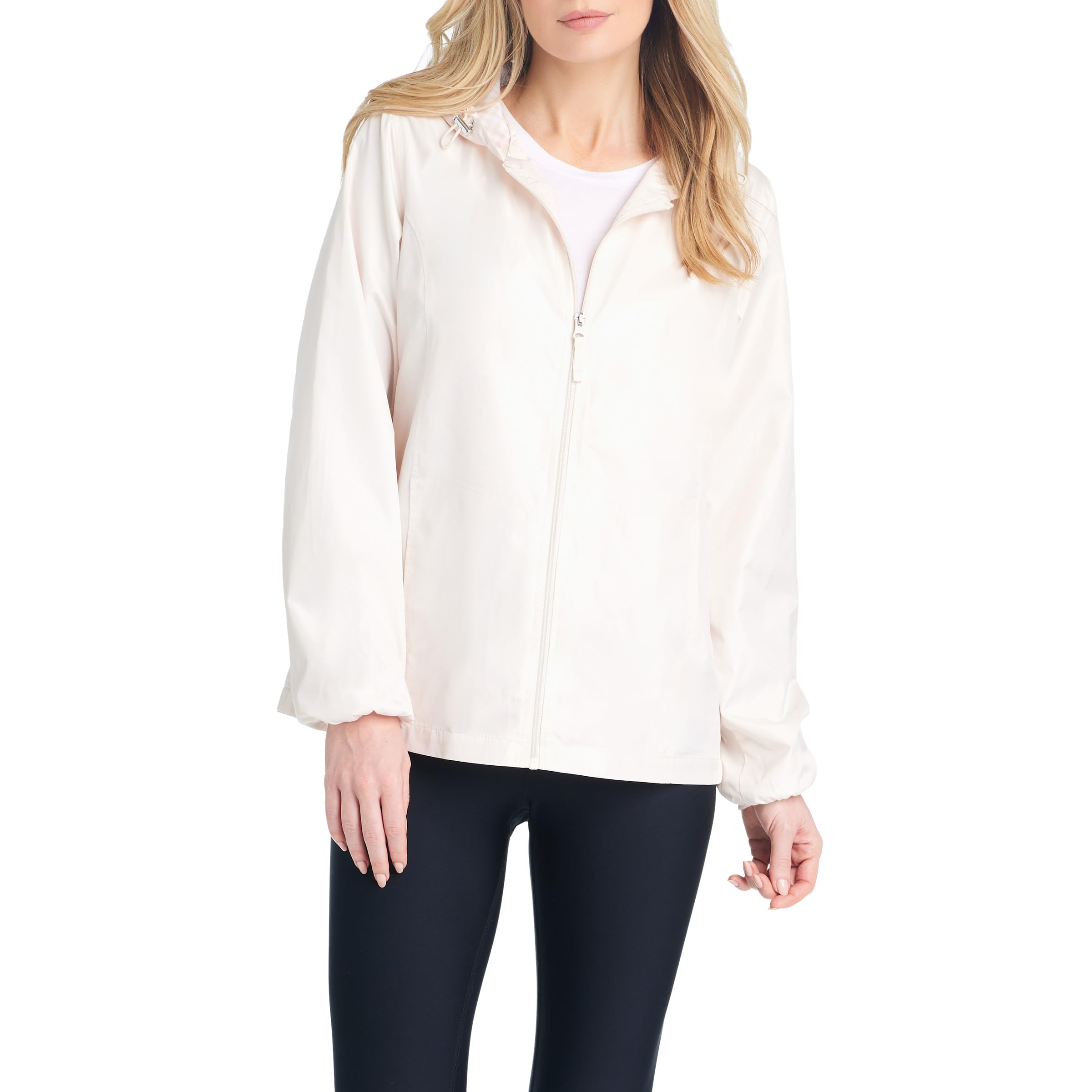 INTL d.e.t.a.i.l.s Details Women's Raincoats & Windbreaker - Chic Windbreaker w/Gingham Lining Trim Inside of Hood & Yoke