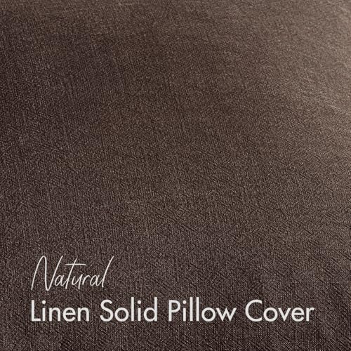 Image of Decorative Linen Solid Throw Pillow Covers 20x20 Inch Set of 2 Reddish Brown Boho Accent Farmhouse Pillows Modern Neutral Home Decor for Couch Sofa Living Room Bed