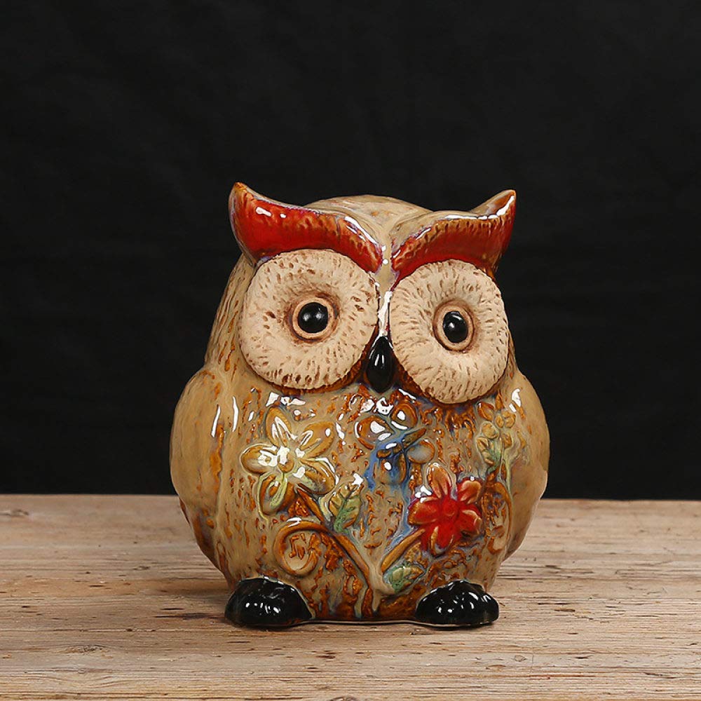 Hibou en céramique statue créative pour embellir votre étagère de salon ou bureau de travail