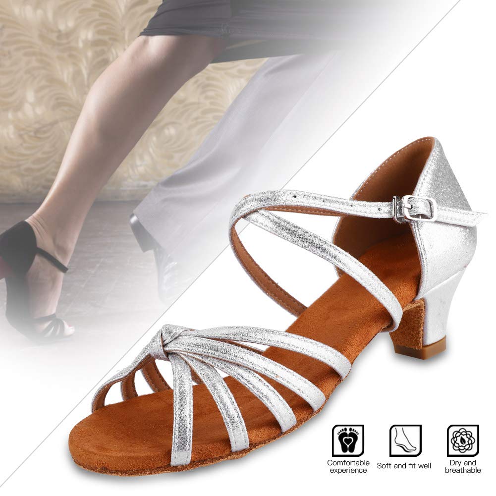 Zapatos Baile Latino para Niñas, Zapatos Salón Baile Salsa Tango con Tacones Bajos Mujeres, Zapatos Baile Niños y Niñas Zapatos Baile Práctica Rendimient