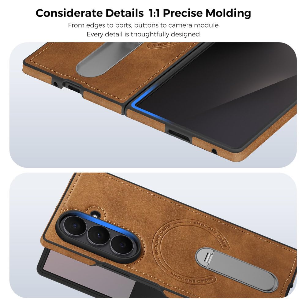 Cover per telefono in pelle magnetica con ricarica wireless per Samsung Galaxy Z Fold 8 Ultra 7 6 5 4 3, antiurto, con supporto integrato, colore arancione, per Samsung Galaxy Z Fold 5
