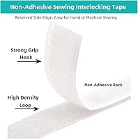 Vista 4 de Cinta de gancho y bucle para coser de 1 pulgada de ancho, 16.4 pies no adhesivas, tiras de gancho y bucle trasero para coser, cierre de tela, cinta