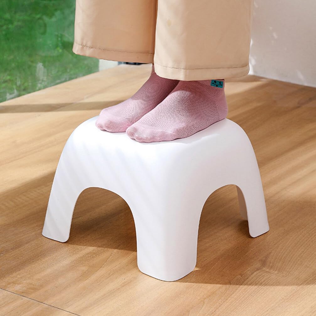 Kids Plastic Stool with Handle Non-Slip Stackable Footstool 9.92X9.92X6.29 Inch Lightweight Child Step Stool for Bathroom Bedroom Living Room Shoe Changing