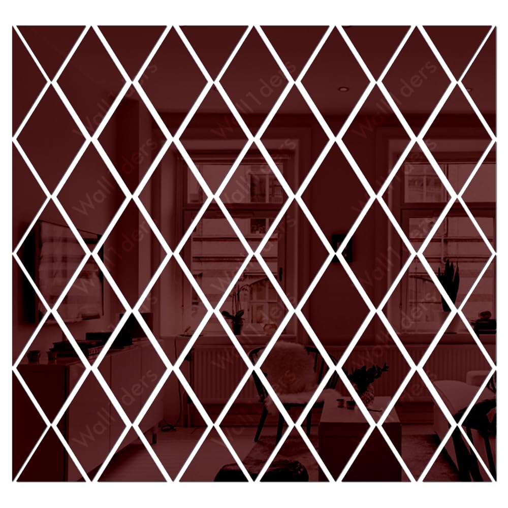 Wall1ders Rhombus Pattern 58 Pcs DIY Mirror Stickers for Wall, Acrylic Mirror Wall Decor Sticker, Wall Mirror Stickers, Acrylic Stickers, Wall Stickers for Hall Room, Bed Room, Kitchen. (Brown)-image-14