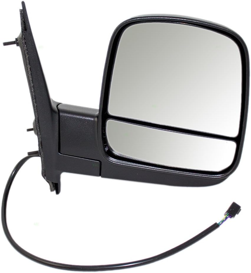 Brock Aftermarket Replacement Passenger Right Power Mirror Textured Black With Heat-Dual Glass Without Signal Compatible With 2008-2022 Chevy Express