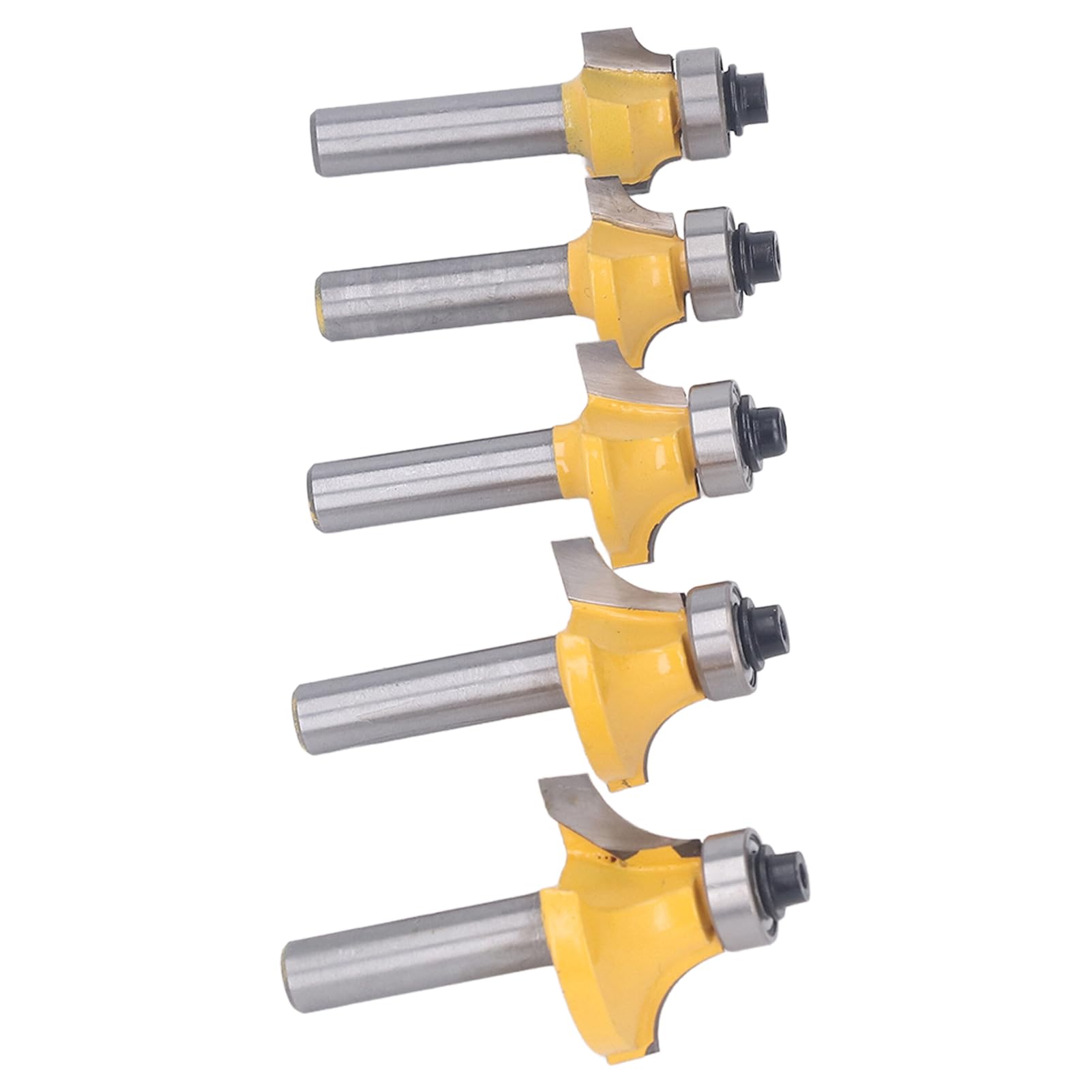 5 Pcs Round Over Router Bit Set, 8mm Shank Carbide Corner Rounding Router Bit, Woodworking Milling with Heat Coating, Multi Purpose Router Bits for Softwood,
