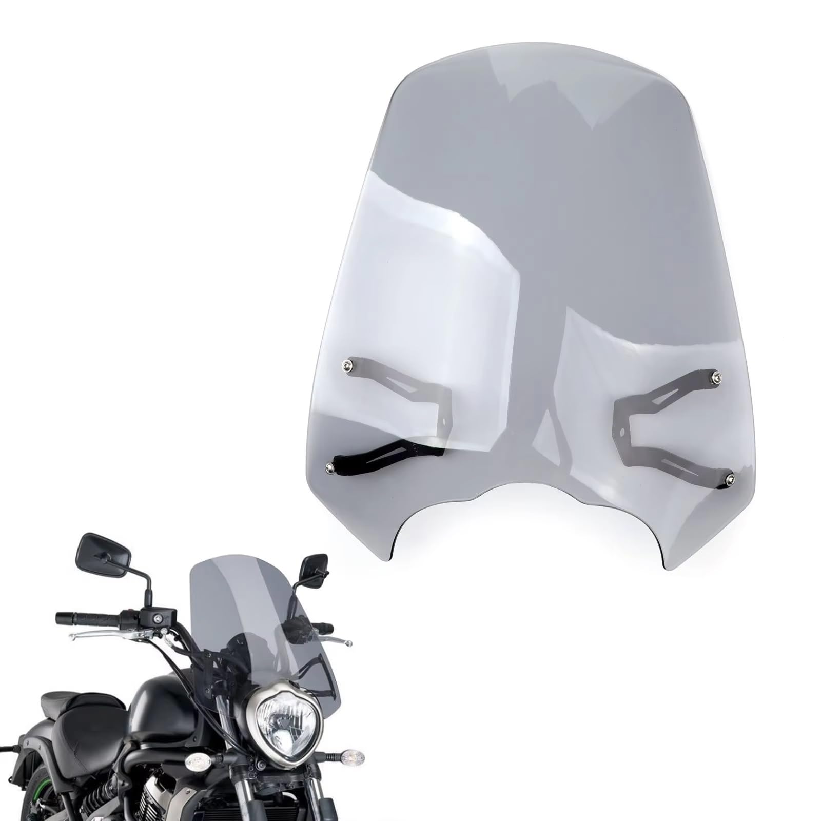 Moto Cúpula Para KAWASAKI Para Vulcan Para S 650 2015-2023 Parabrisas Soporte De Pantalla Cúpula Touring(GRAY)
