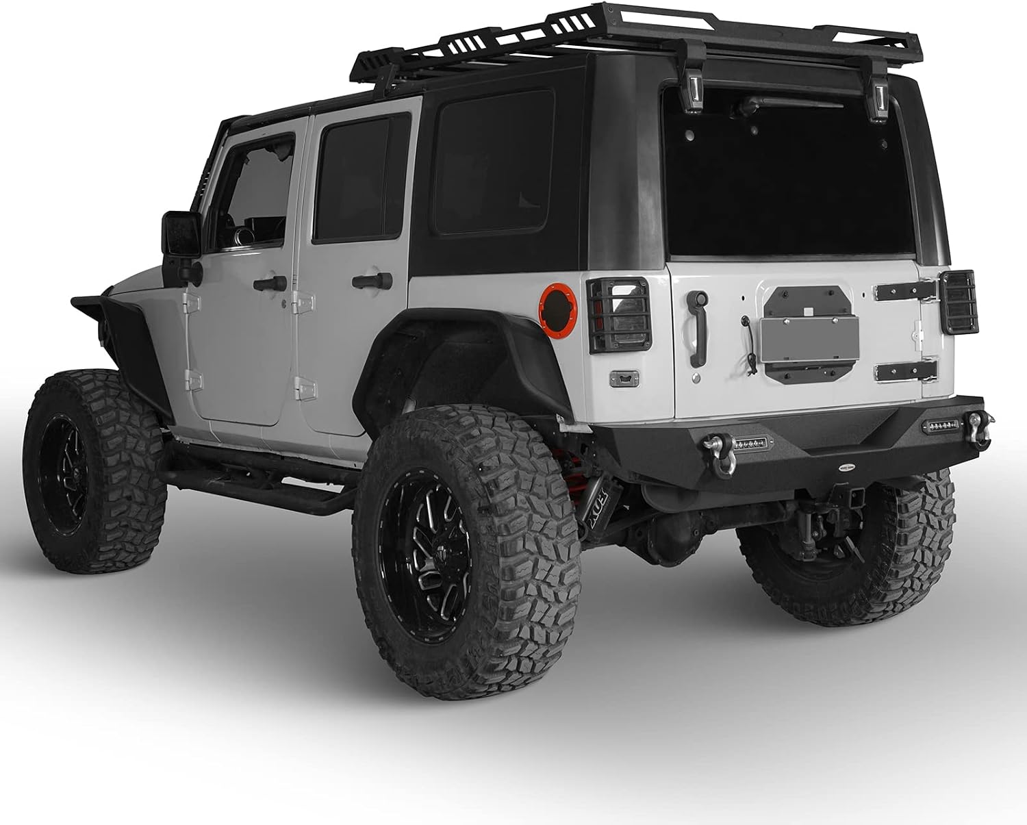 Hooke Road Wrangler JK Front Bumper + Rear Bumper Combo w/All LED Lights Compatible with Jeep Wrangler JK & Unlimited 2007-2018 2/4 Doors