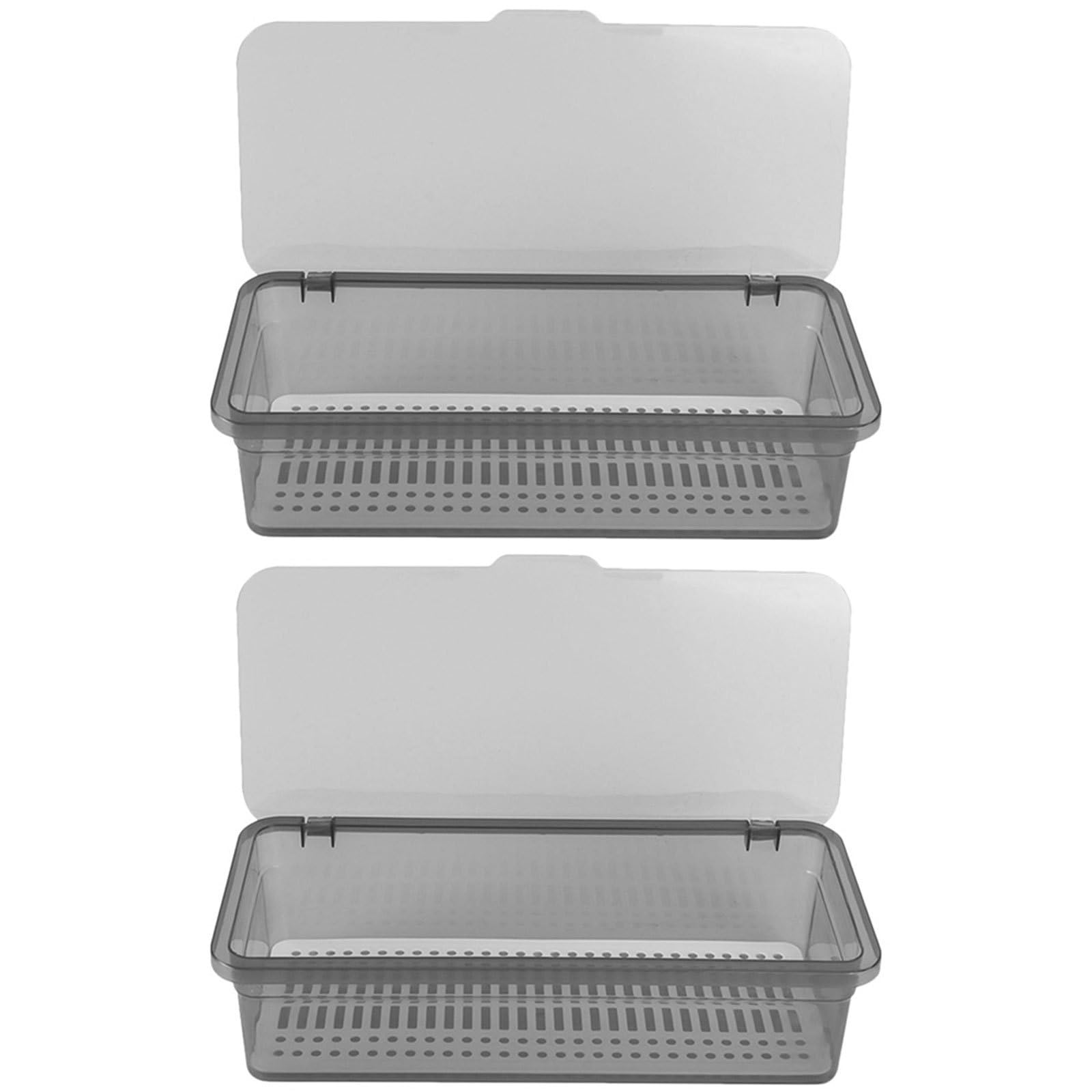 Portaposate da Cucina 2 Pezzi con Coperchio in Pp, Contenitore Rettangolare per Cucchiai e Forchette, Organizer per Cassetto, Capienza Grande e Facile da Pulire