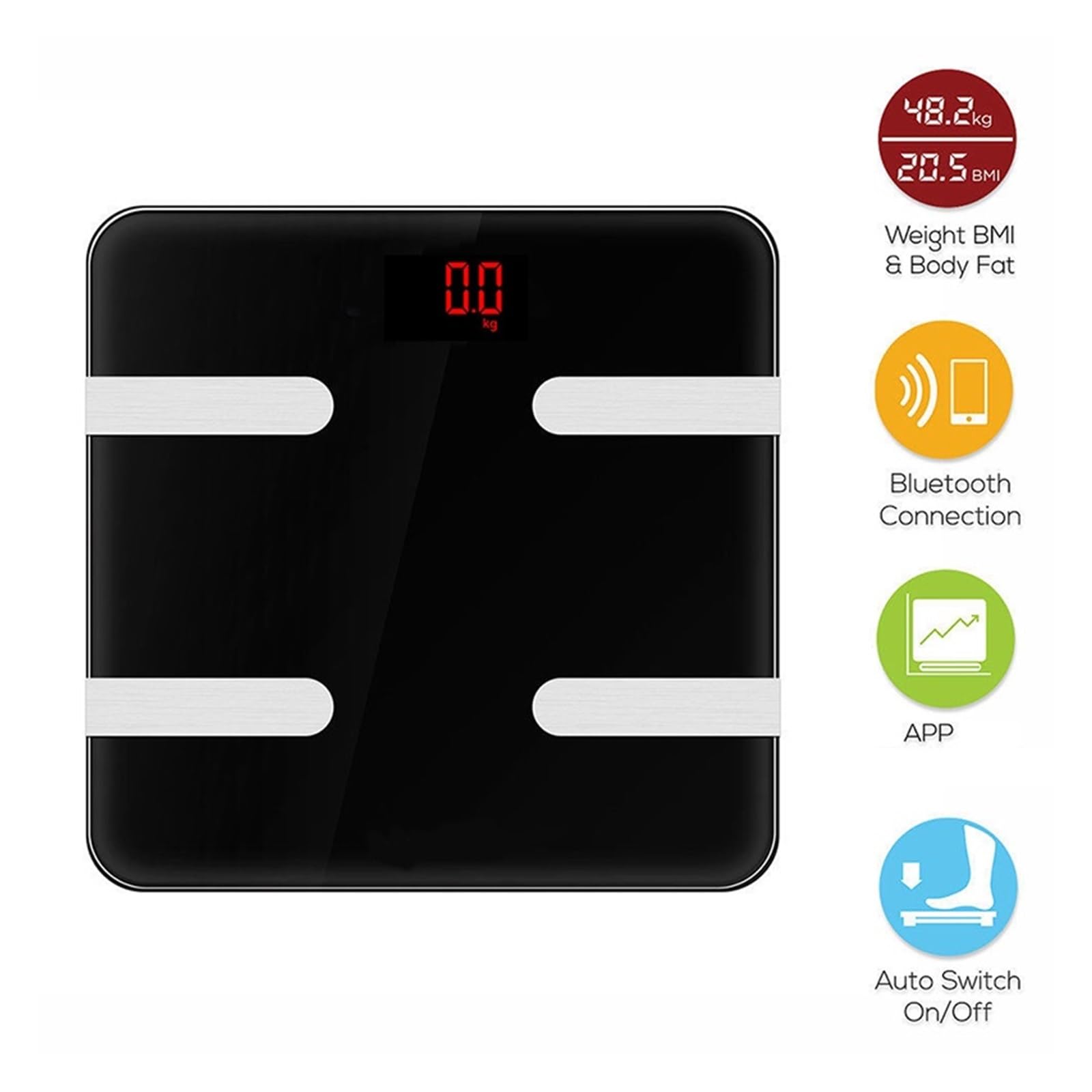 Smart Balance Bilancia Elettronica Da Pavimento Bagno For Uso Domestico For Grasso Corporeo Bluetooth BMI Umano Percentuale Di Preciso E Facile Da Leggere(Black)
