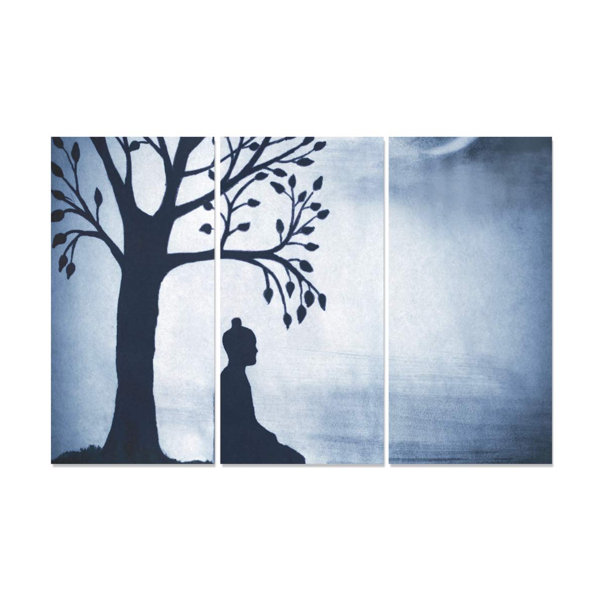 YUMOING3 Panel Canvas Wall Art Enlightenment Of The Buddha Under The Bodhi Tree 4 Wall Art Canvas Prints Wall Decor For Home Living Room Bedroom Bathroom Wall Decor Posters 15"x30"/piece