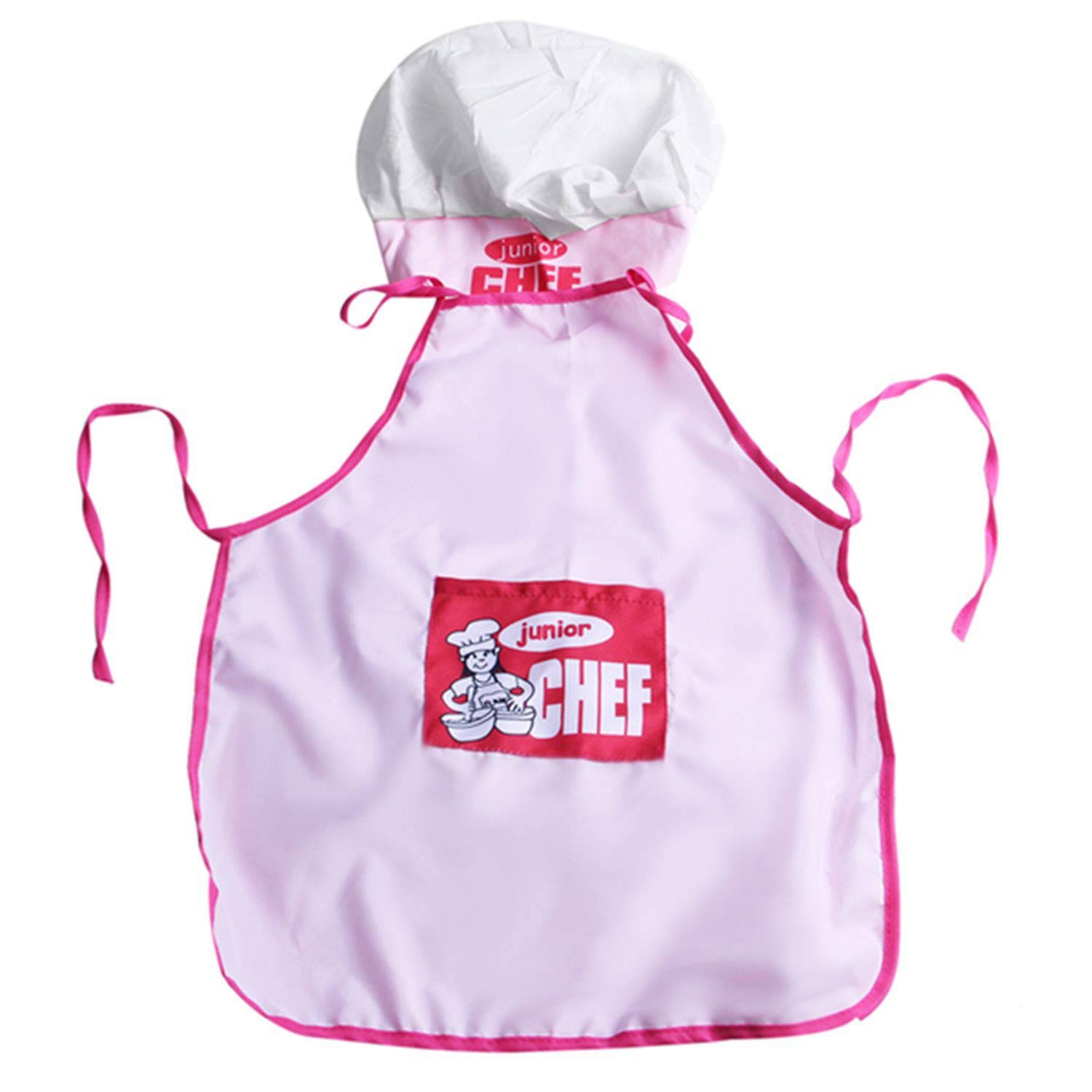 CTRLZS Childs Kids Chef Hat Apron Cooking Baking Boy Girl Junior Gift (Pink)