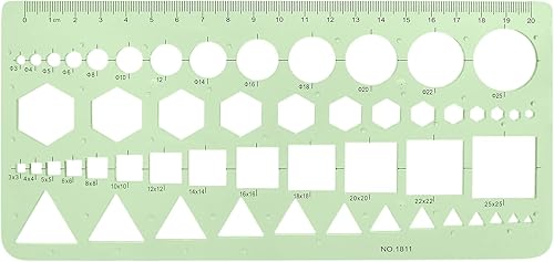 BokWin Plantillas de círculo Regla de geometría de medición Plantilla de regla geométrica para oficina y escuela, encofrado de construcción, dibujo,