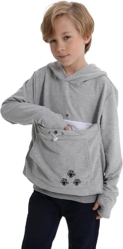 Miniatura 8 de LINYUCHEN Sudadera con capucha para niños y niñas, con bolsa de gato, sudadera de manga larga con orejas de gato
