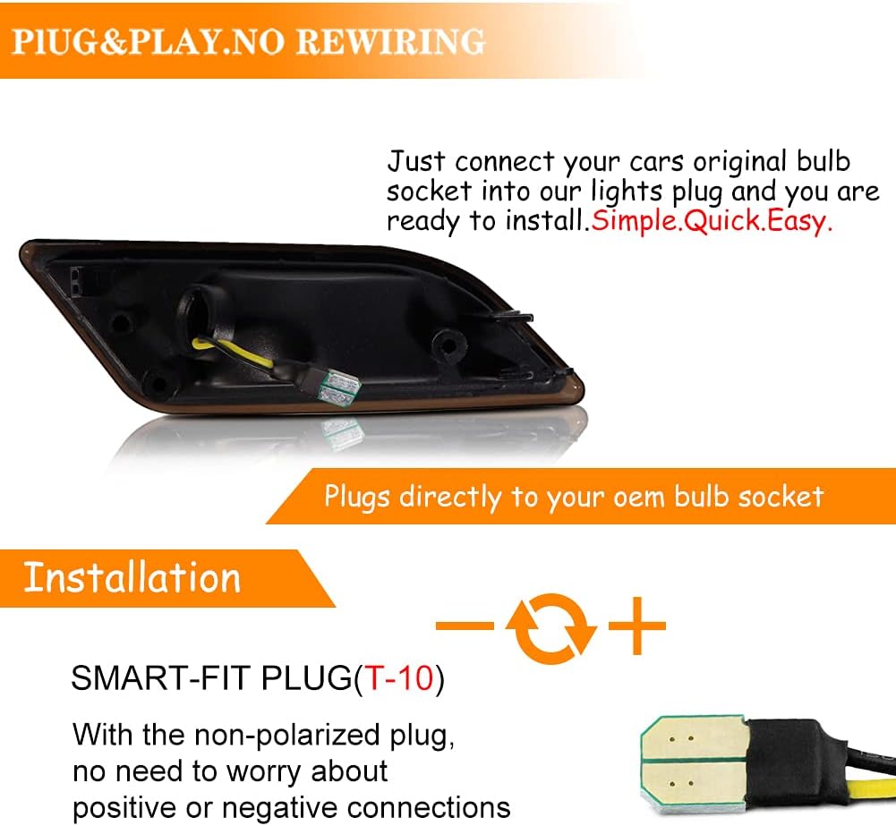 White Full Led lamps Smoked Lens for 2012 2013 2014 Mercedes Benz Pre-LCI W204 LCI C250 C300 C350 C63 AMG Coupe Base Sedan 4-Door OEM Front sidemarker lights Replacement