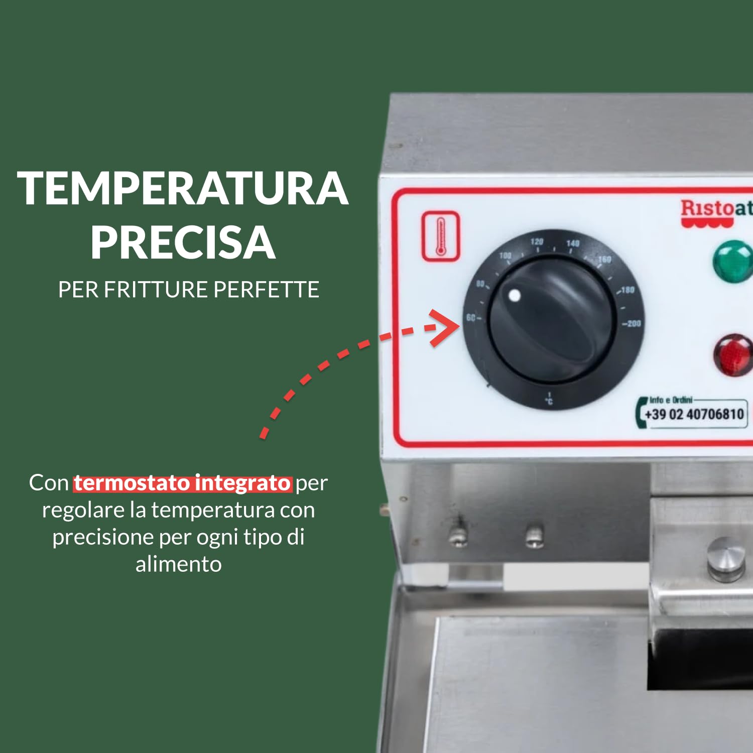Ristoattrezzature Friggitrice Elettrica Professionale - Doppia Vasca - Con Rubinetto di Scarico - Acciaio Inox - Per Pub, Bar, Ristoranti - Da Banco - 16+16 Litri, Capacità Olio 12+12 Litri