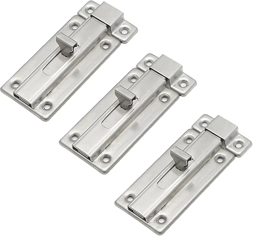 Cerradura de pestillo deslizante, 3 piezas de 3 pulgadas de bloqueo de pernos de puerta corredera, cerradura de pestillo deslizante de puerta