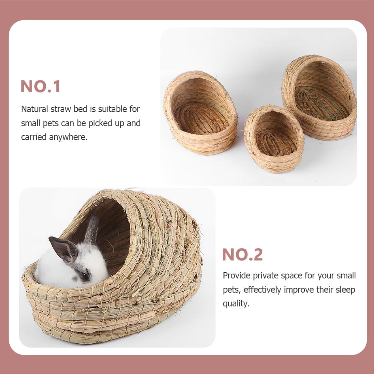 GLEAVI Maison pour Hamster en Paille Tressée, Cachette Portable, Vert