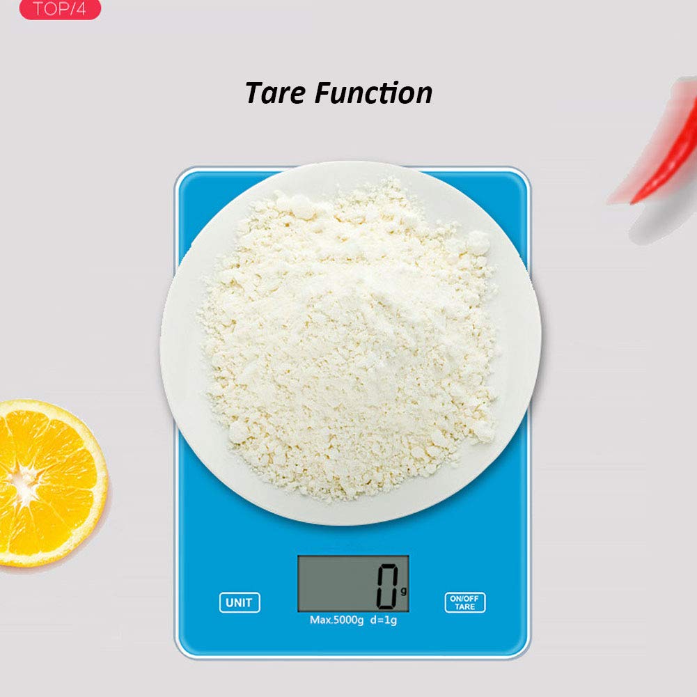 Digitale Küchenwaage Für Lebensmittel, Professionelle Mini-Küchenwaage Zum Aufhängen, Präzises Elektronisches Wiegen, LCD-Display Mit Tara-Funktion, Kochgerät Mit Schlankem Design,Blue-5kg / 1g
