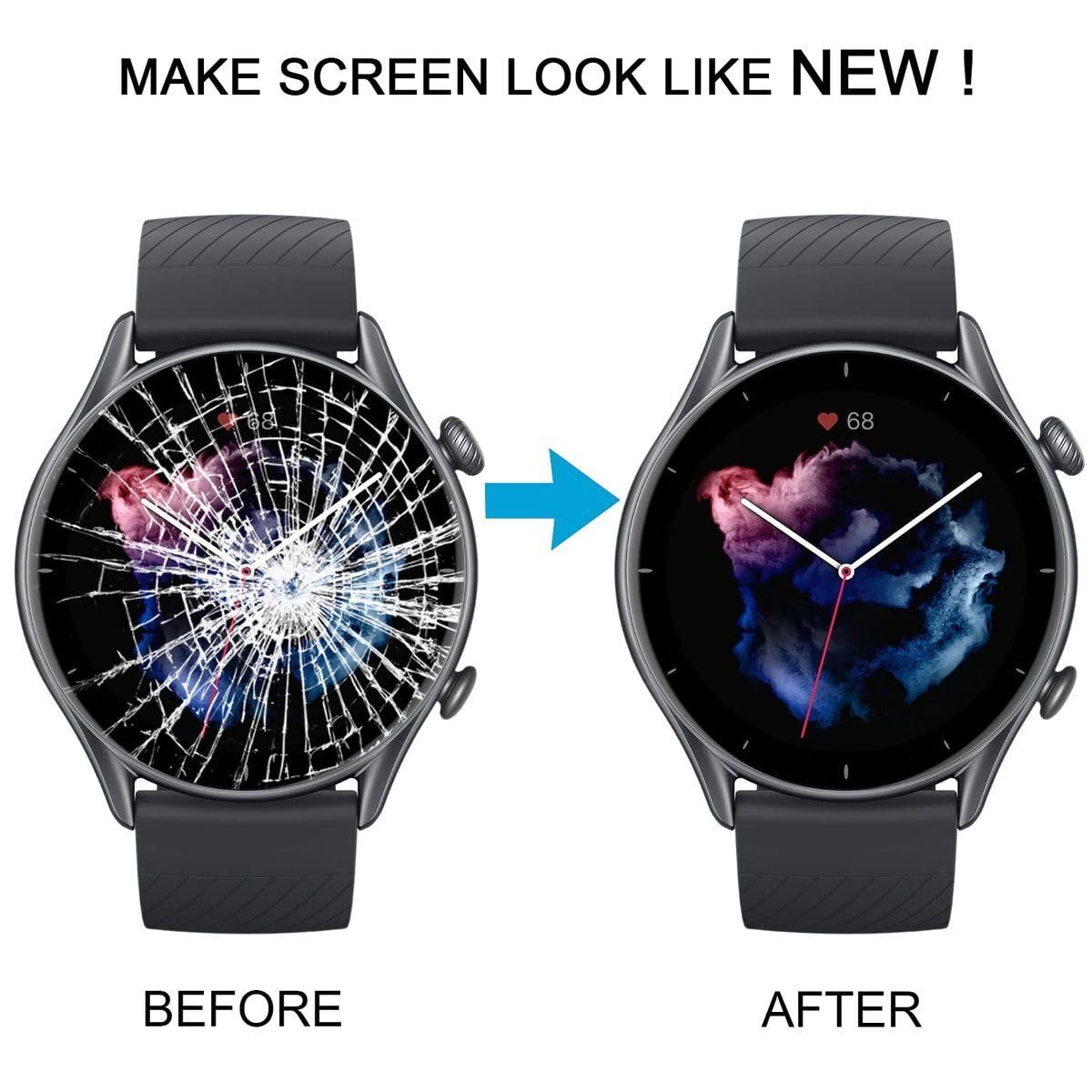 Touch Screen E Display Per Amazfit GTR 3 Pro - Ricambio Originale, AMOLED, Nero - Foto 3