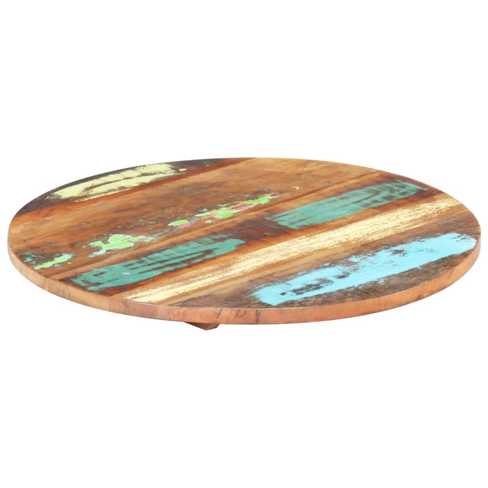 Piano da tavolo rotondo, 50 cm, in legno massiccio anticato, spessore 25-27 mm, lucidato e laccato, uso universale per tavolo da bar, console, comodino