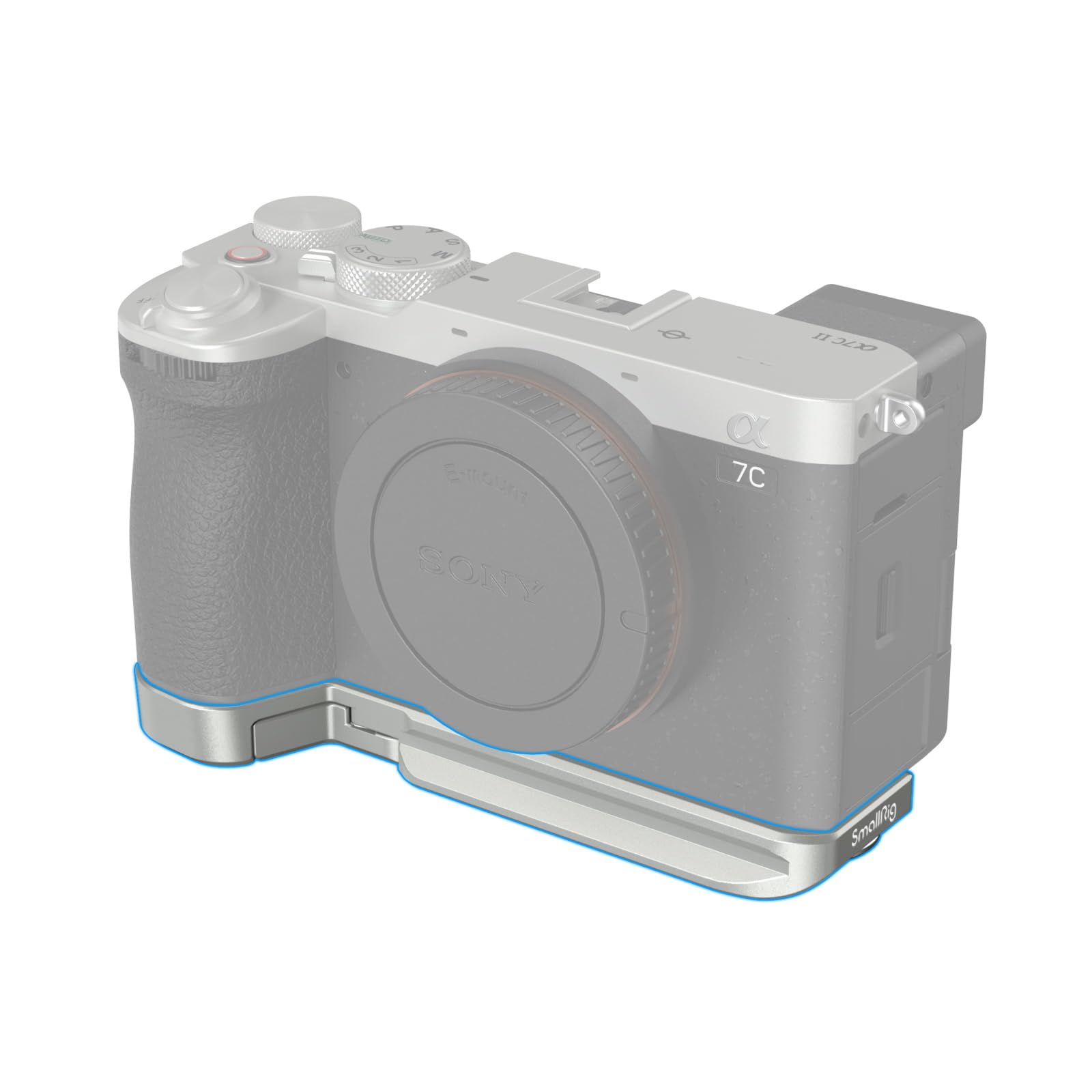 SMALLRIG Base Plate dla Sony A7C II/A7CR, Płyta do Montażu Dolnego (Srebrna) z Wbudowaną Płytką Szybkiego Zwalniania do Arca, Gniazdo QD, Szczelina na Pasek, Otwór Gwintowany 1/4"-20 i 3/8"-16-4439