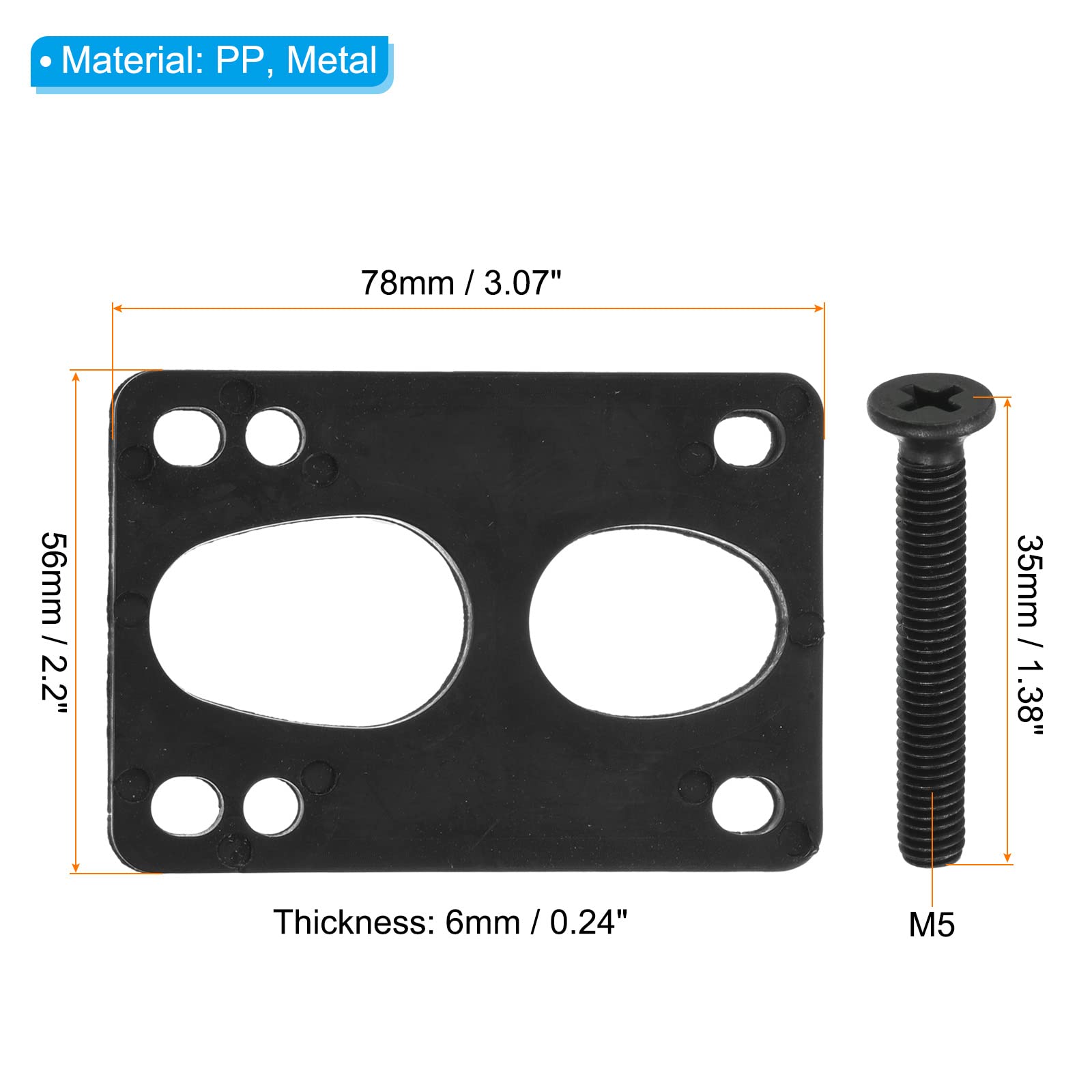 PATIKIL Patineta Almohadillas Elevadoras Juego, 2 Paquete 6mm, Negro