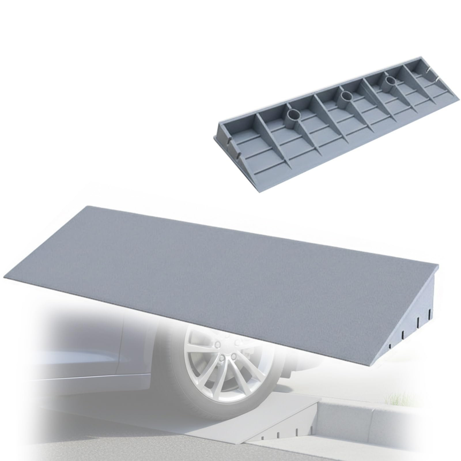 Rampe per Auto Rampe di Carico, Superficie Antiscivolo, Capacità di Carico di 1500 kg, per Banchine di Carico Biciclette Veicoli Sedie a Rotelle(Gray,50x38x15cm/20x15x5.9in)