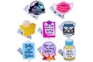 Pack of 8 Funny Nurse Badge Reels