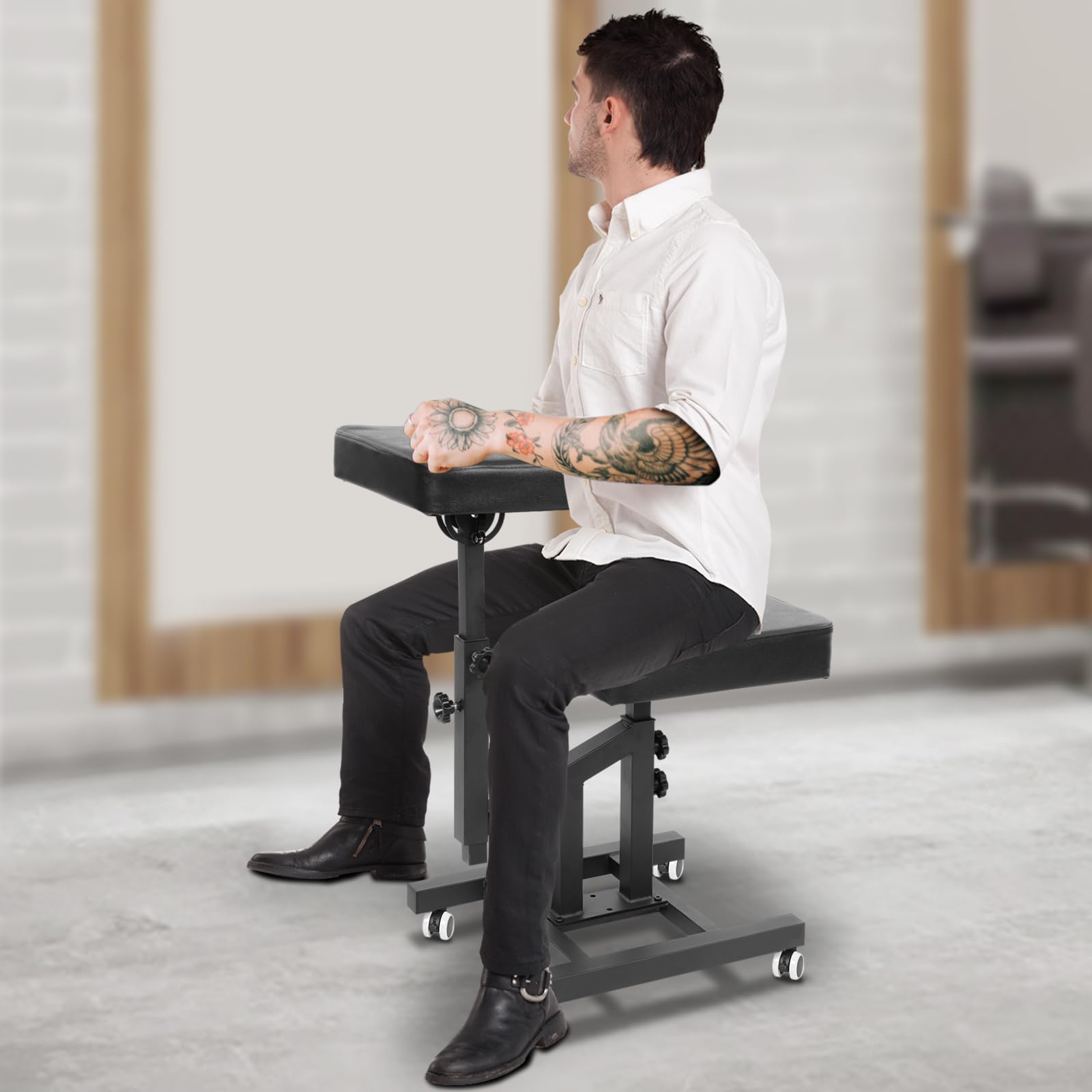 Silla multifunción con reposabrazos, silla con reposabrazos para tatuajes, ajustable, soporte para el brazo del tatuaje, para casas, salones de belleza, salones de uñas, centros comerciales (negro con