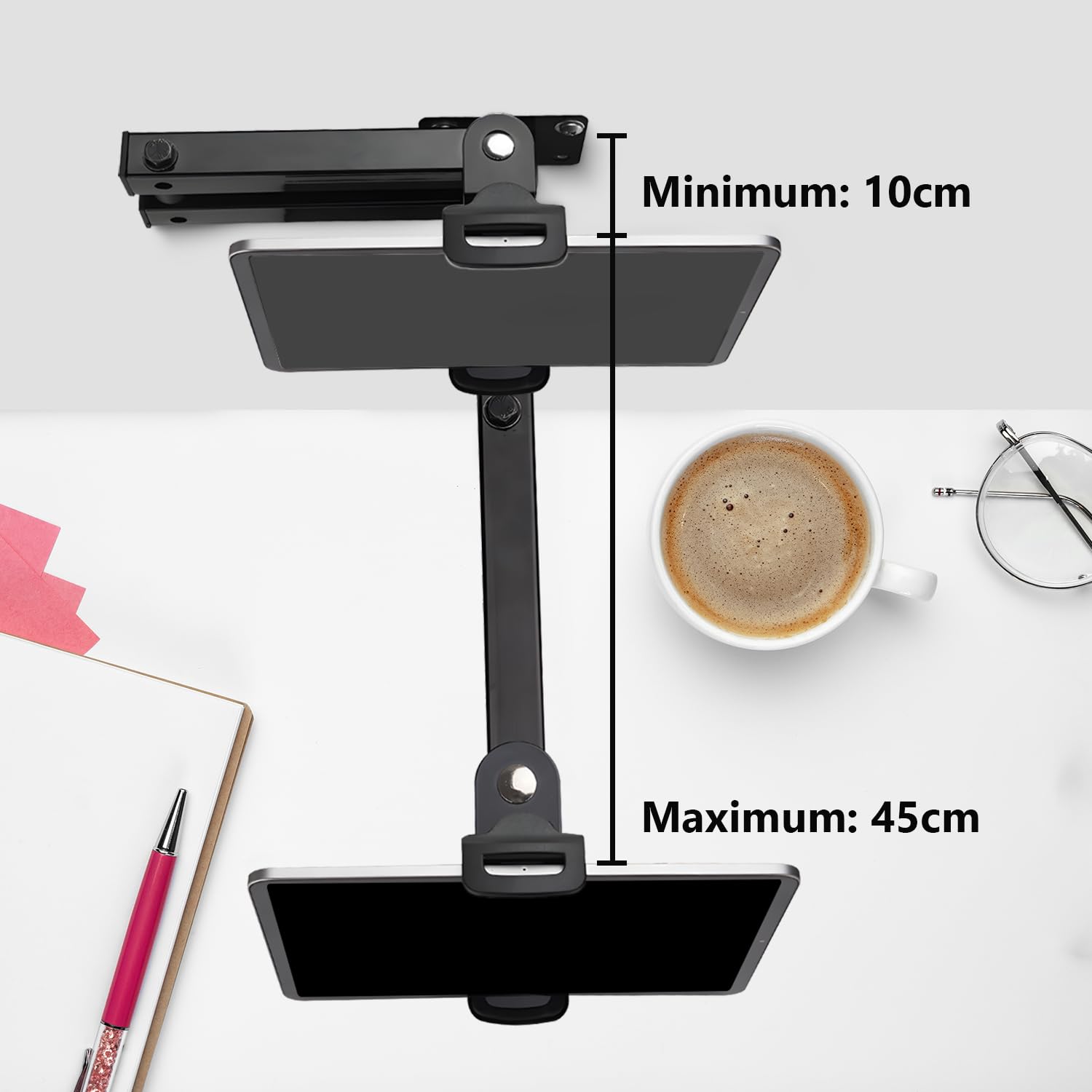 Soporte de pared para tableta, soporte de pared extensible de aluminio para iPad, rotación de 360°, soporte de pared universal ajustable para tableta para negocios y hogar inteligente, compatible con