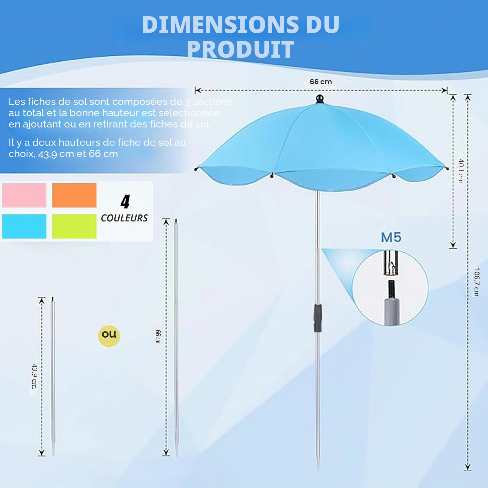 Lot de 4 parasols pour plantes d'extérieur, 61 cm de large, 101,6 cm, protection solaire pour fleurs de terrasse, plantes