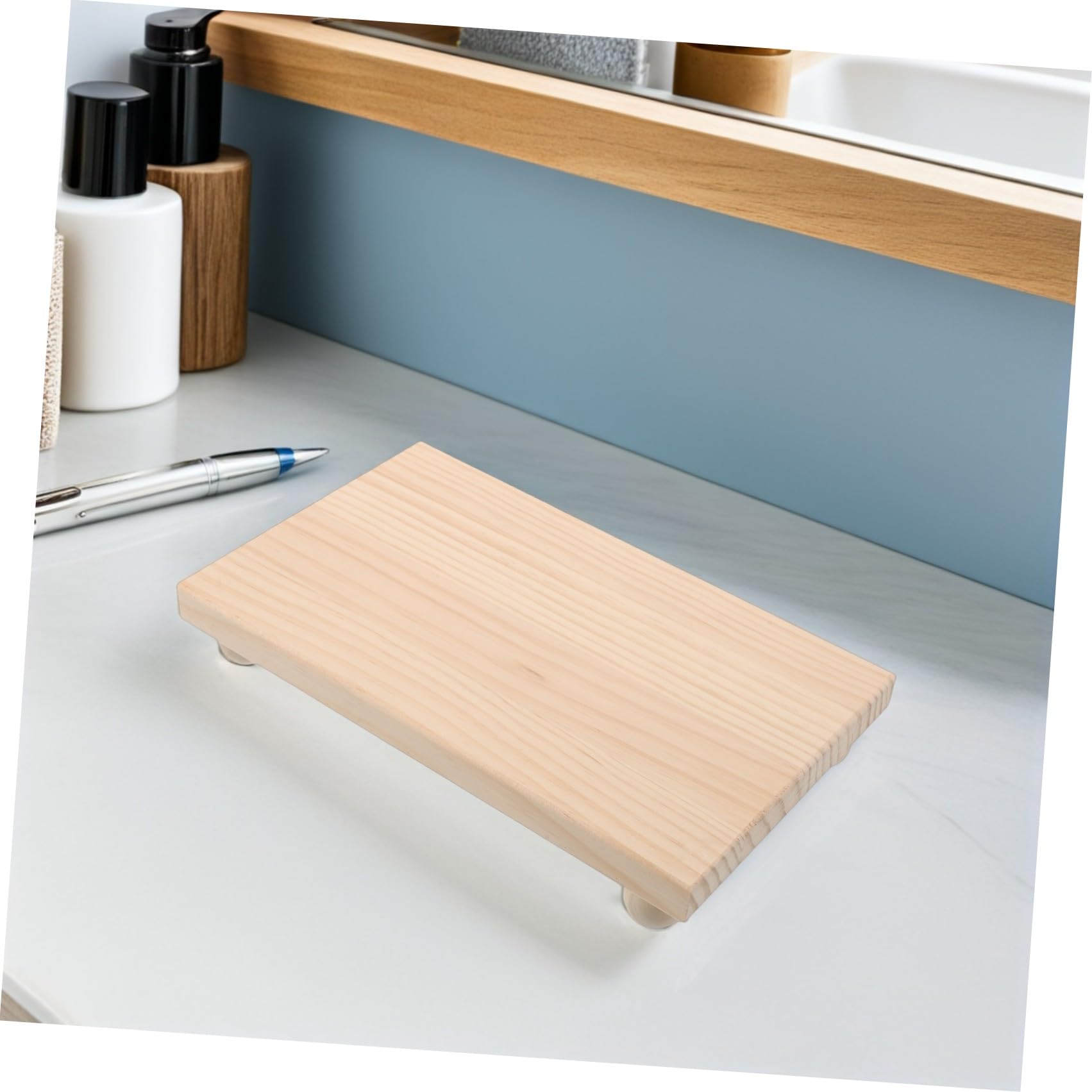 INOOMP Vassoio Artigianato Robusto in Legno Beige Rettangolare per Profumi e Cosmetici e Funzione di Stoccaggio, per Camera da e Cassettiera
