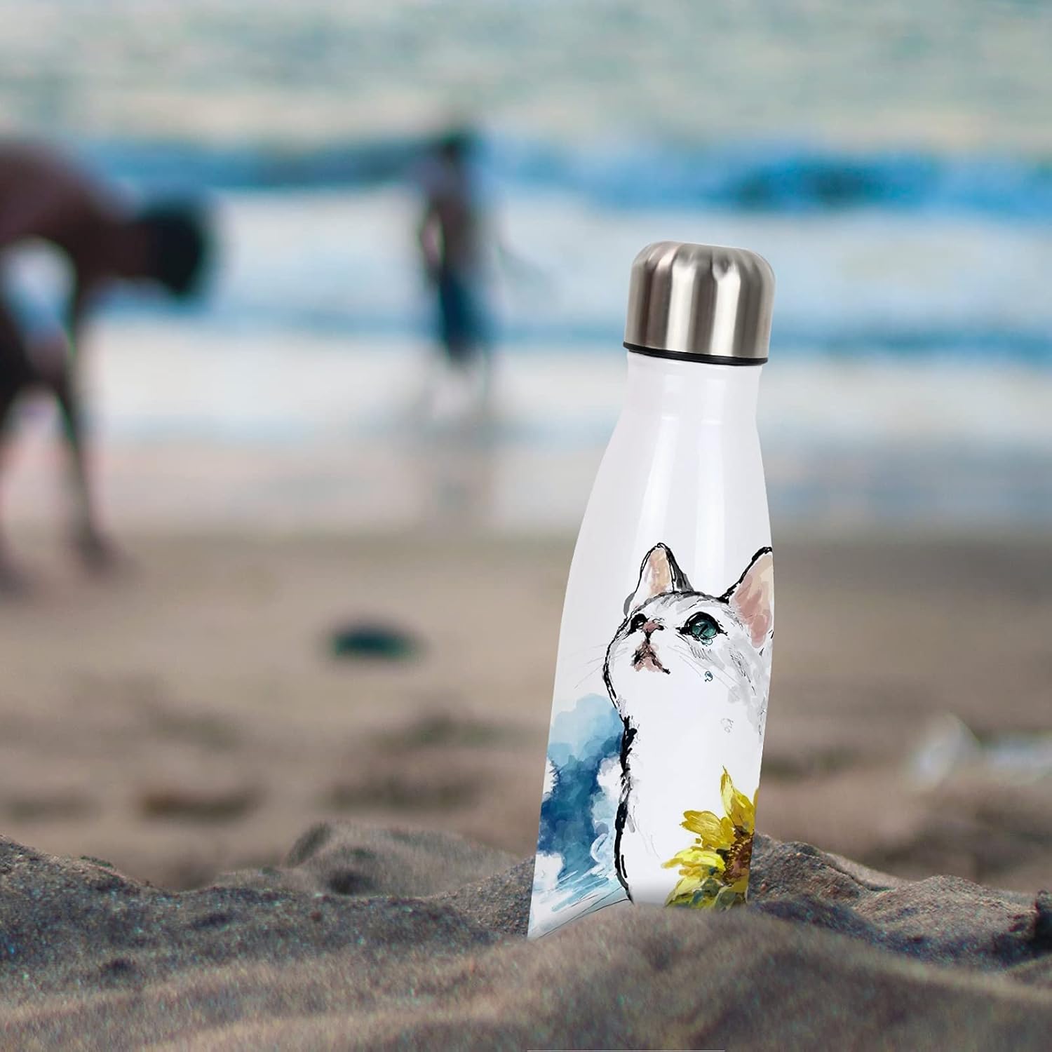 4pcs 17 OZ Sublimation Blank Sport Water Bottle Stainless Steel Tumbler Insulated Double Walled Sleek Insulated Cola Shape Water Bottles - Image 7