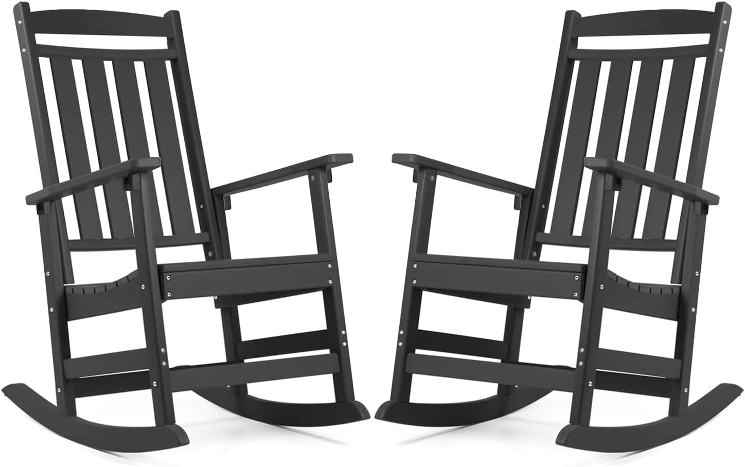 FOOWIN Patio Rocking Chairs,HDPE High Back Porch Rocker,All Weather Resistant Poly