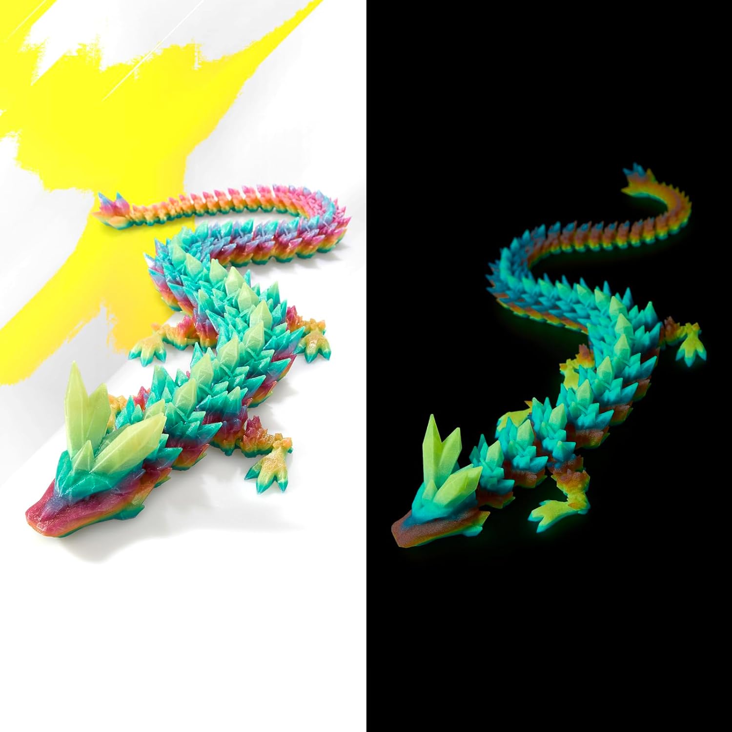 30 inch Large 3D Printed Dragon Glow in The Dark,3D Dragons Figurine Toy, Big 3D Printed Toys, Easter Stuffer Gift for Kids 5-7,Desk and Home Decor
