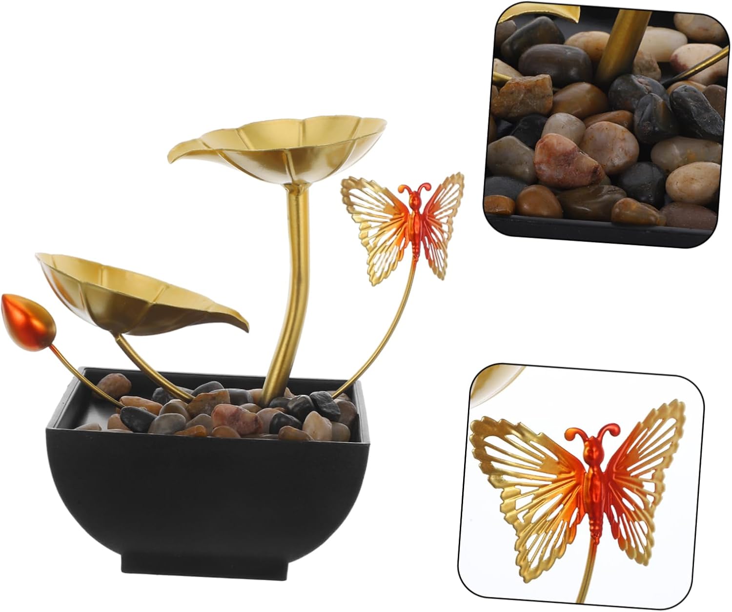 Alipis Indoor Waterfall Fountain Lotus Leaf Design Tabletop Water Feature for Home and Office Decor Air Humidification Natural River Rocks Zen Relaxation