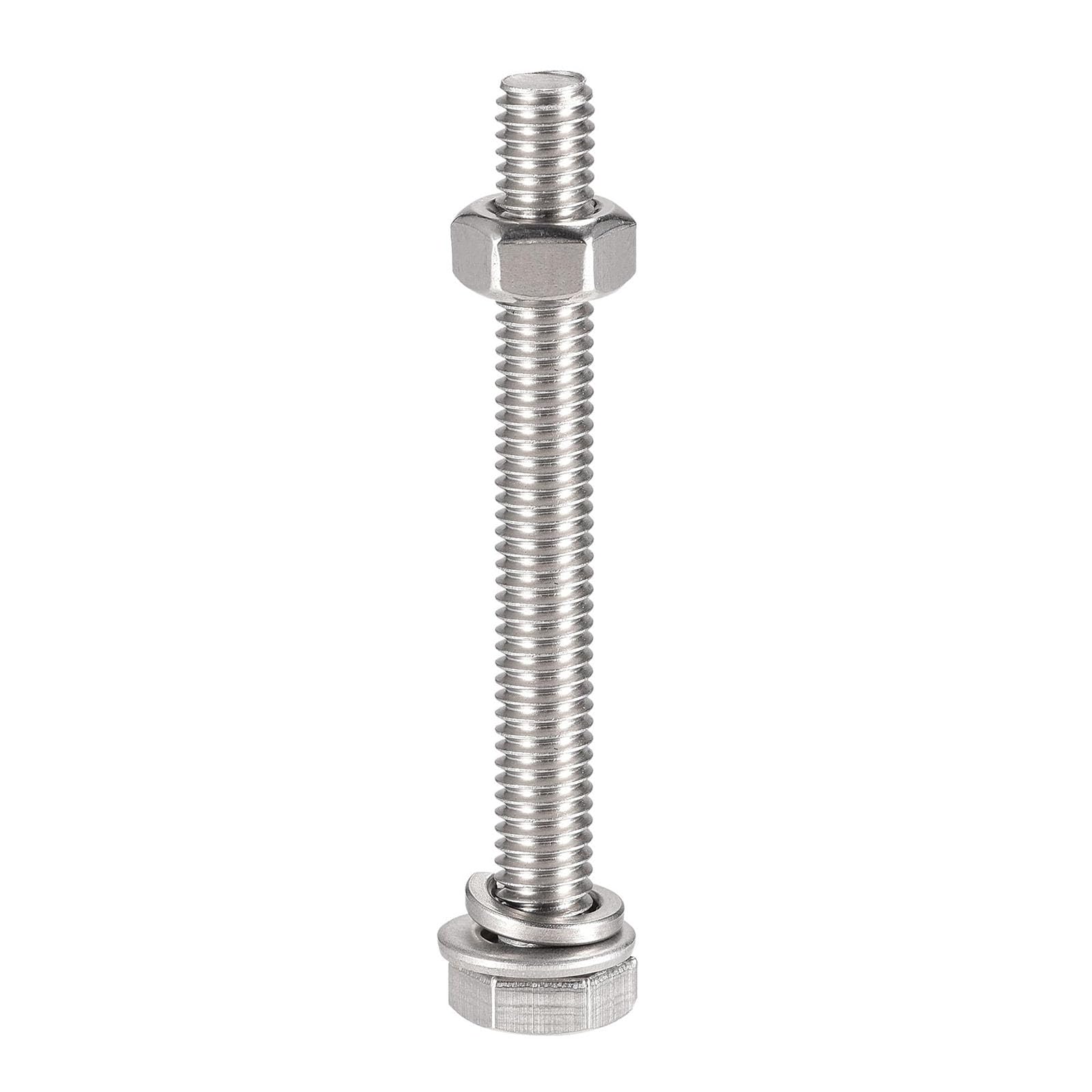 TOP-VIGOR 10Pcs M6 x 55mm Hex Head Screws Bolts, Nuts, Flat & Lock Washers Kits - Image 4
