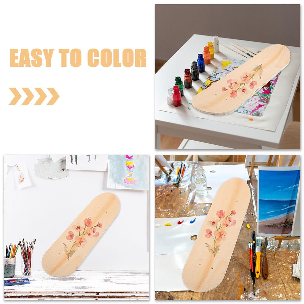 IMIKEYA 2 Stück Skateboard Holzbrett zum Bemalen mit löcher für Malen Zeichnen Dekorieren - Blanko Skateboard Deck Holzdeckbrett, 59x15 cm
