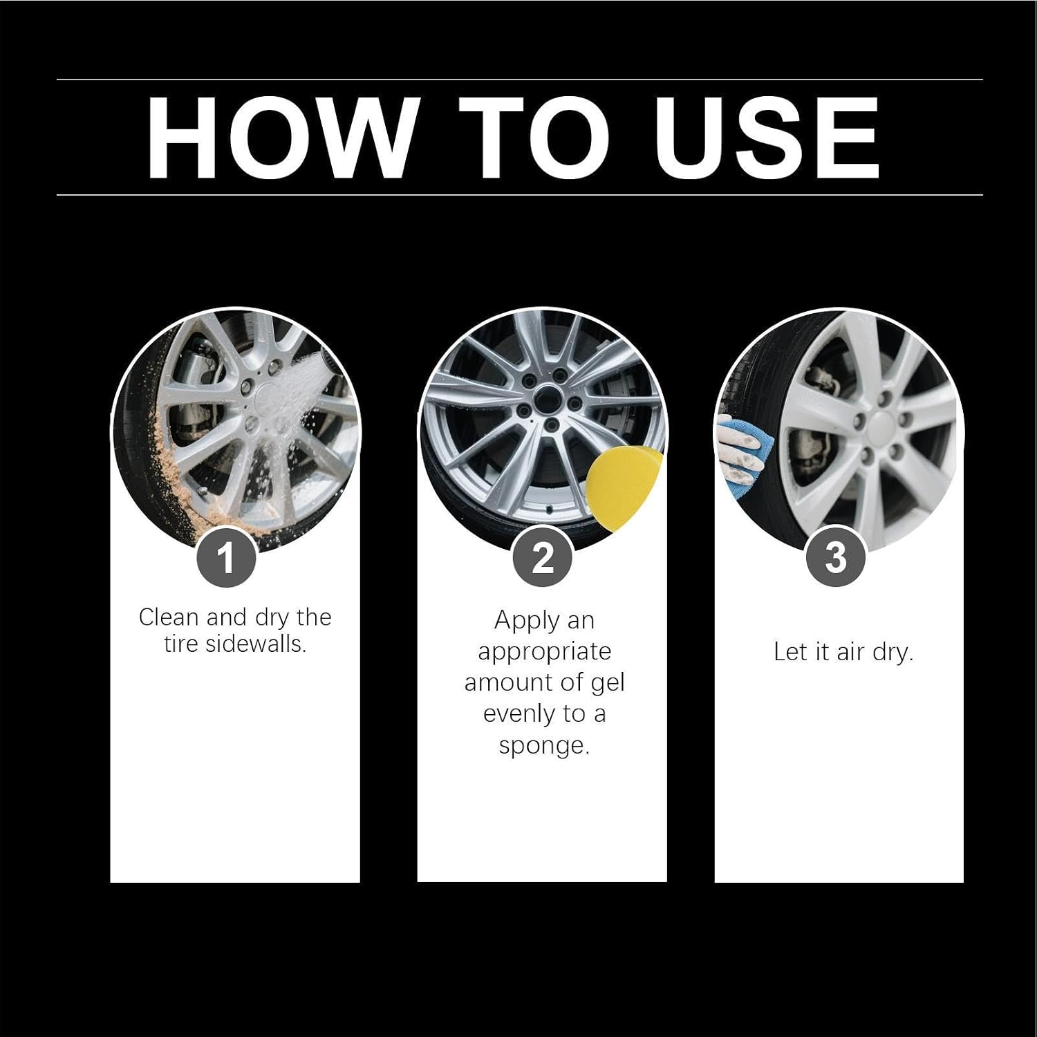 Tire Gel, with Fast Acting Protective Wheel Coating, 150g, Trim Restorer Automotive, Sponge Applicator Included, UV Blocking Formula, for SUV Sedan RV Truck Van Pickup