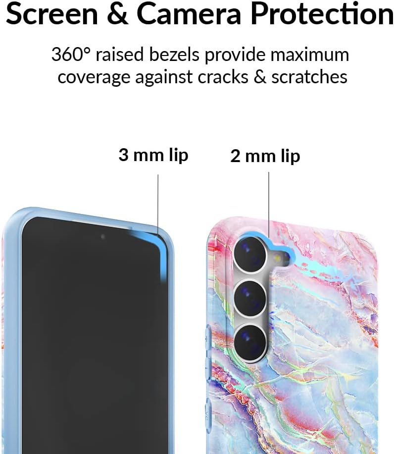 VELVET CAVIAR Compatible with Samsung Galaxy S23 Case for Women [8ft Drop Tested] w/Microfiber Lining - Cute Protective Phone Cases - Holographic Pink Blue Marble (2023 Release, 6.1")