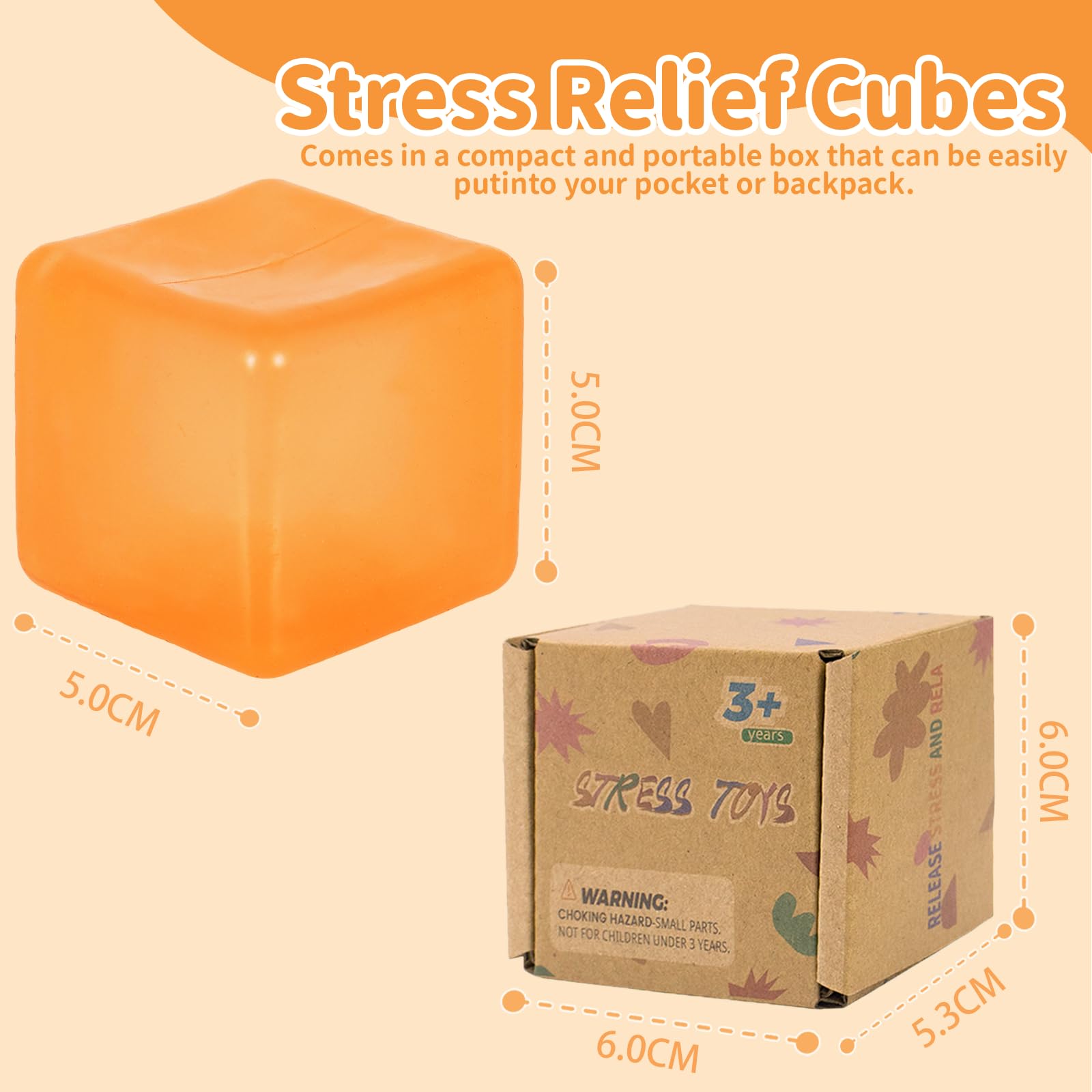 Graphinza Squishy Cubes Squeeze Toys, 1.96" Squishy Cubes Squeeze Toys, Ice Cube Fidget Toy, Sensory Fidget Toys - Image 2