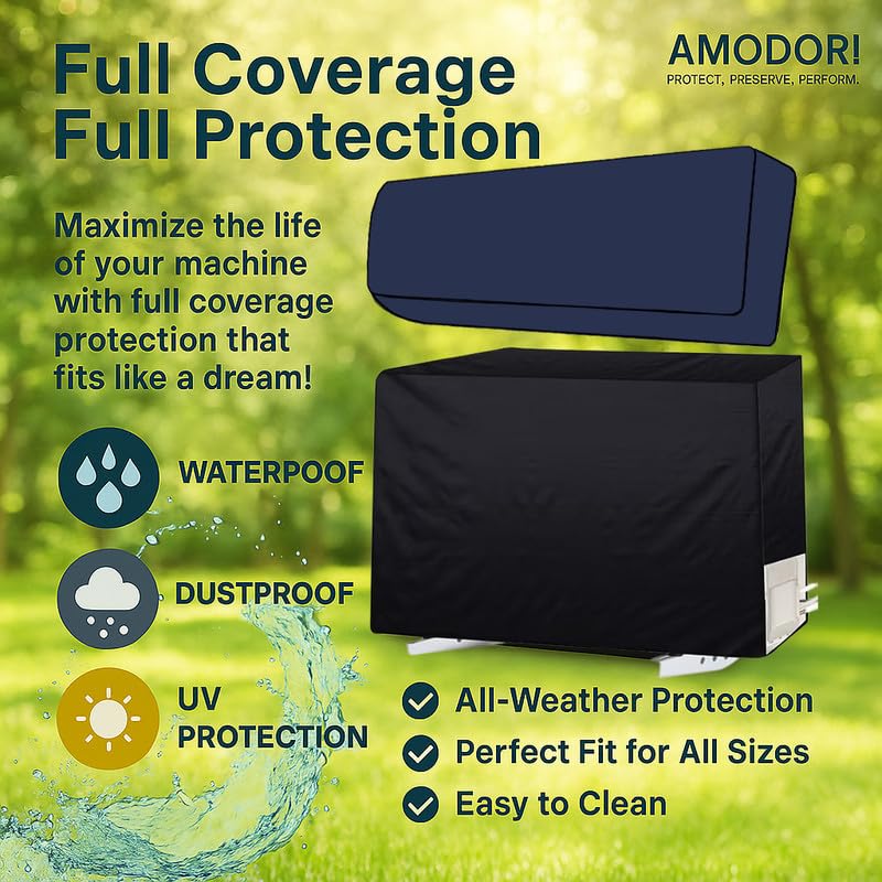 Image of Universal AC Outdoor Cover - Compatible with 1.5 & 2 Ton Split ACs, All-Season Protection (Solid Blue)