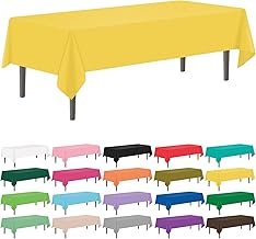12 Pack Yellow 54 x 108 Inch Disposable Plastic Tablecloths Rectangular Table Cloth Plastic Table Cover for Parties