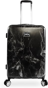 BEBE Reyna 21 Hardside Carry-on Spinner Carry-On Luggage, Black Marble