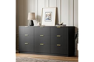 63" Black Gold Fluted Dresser